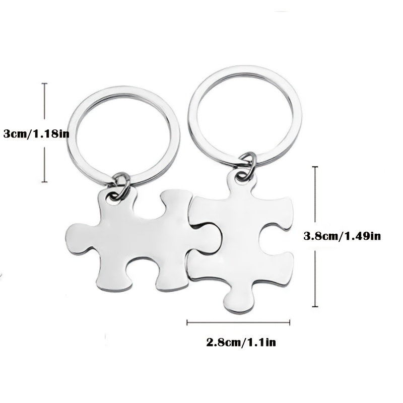 Couple Keychains 2 Per Set Puzzle Designs Made Of Stainless Steel, High-quality, Durable, Romantic Gifts, Keychains, Valentine's Day Birthday Gifts