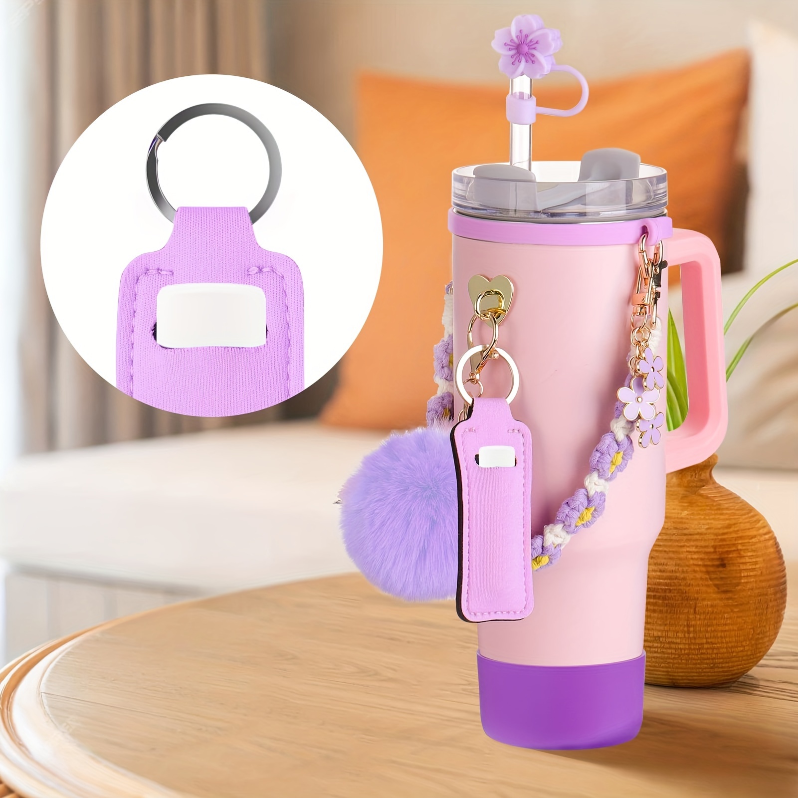8pcs accesorios para vasos tumbler de 30oz y 40oz con asa,   correa para botella de agua, estuche para lápiz labial, botas, llavero,   de   ( ) detalles 1
