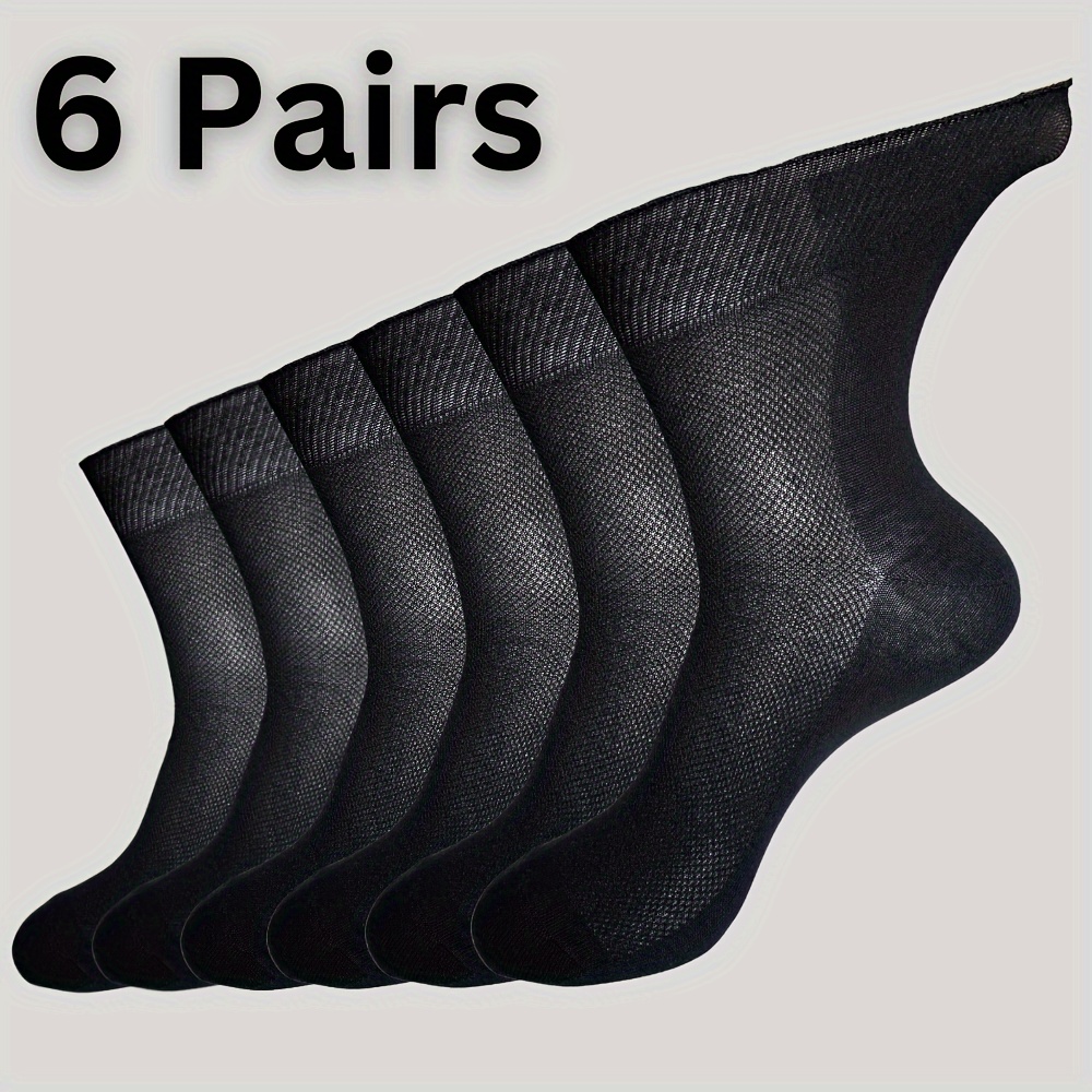 

6pcs Men's Breathable Cotton Diabetic Socks - Loose Fit, Mid-calf Length For Seniors, Gift