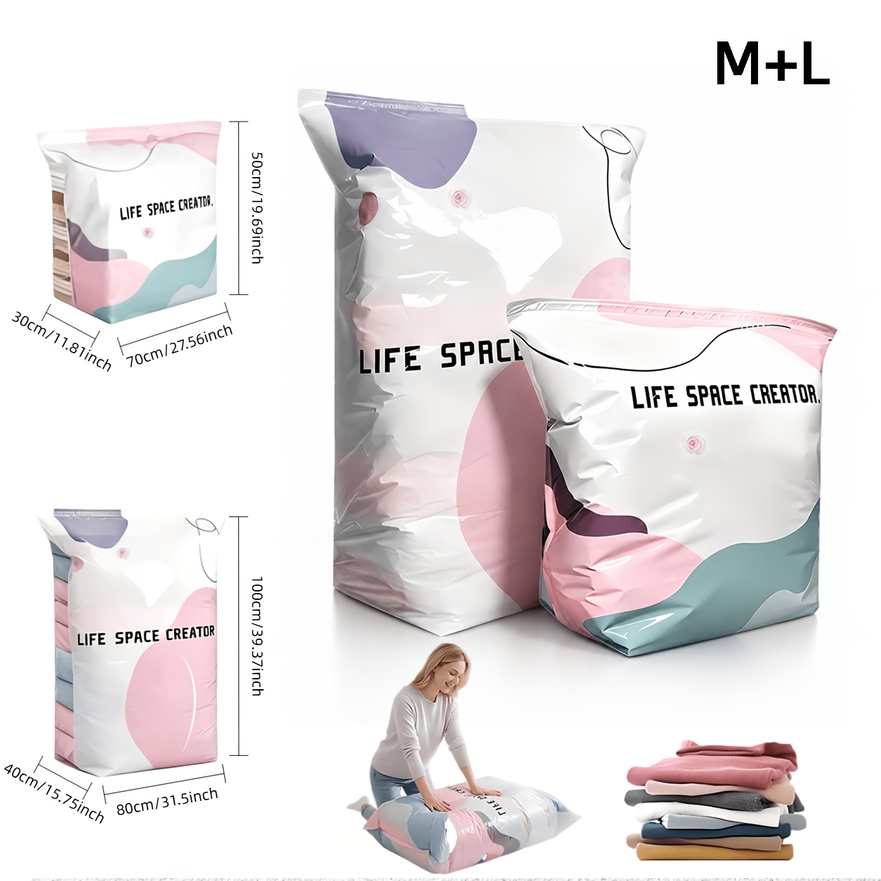 Pump-free Non-vacuum Compression Bags Reusable For Clothes Bedding