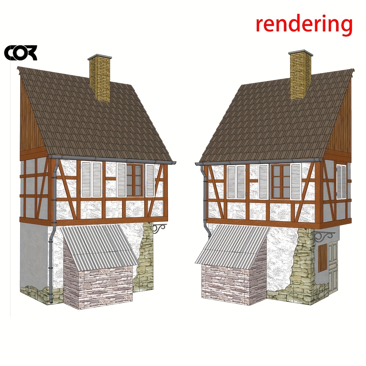 Detached House And Railway Setup Model Kit, Diorama