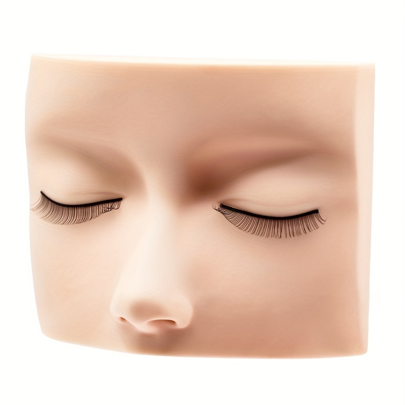 TEMU 1pc 1pcs Practice Face For Eyelash Extension Training - Realistic Temporary Face Skin Suitable For Beginners, Makeup Practice & Lash Application