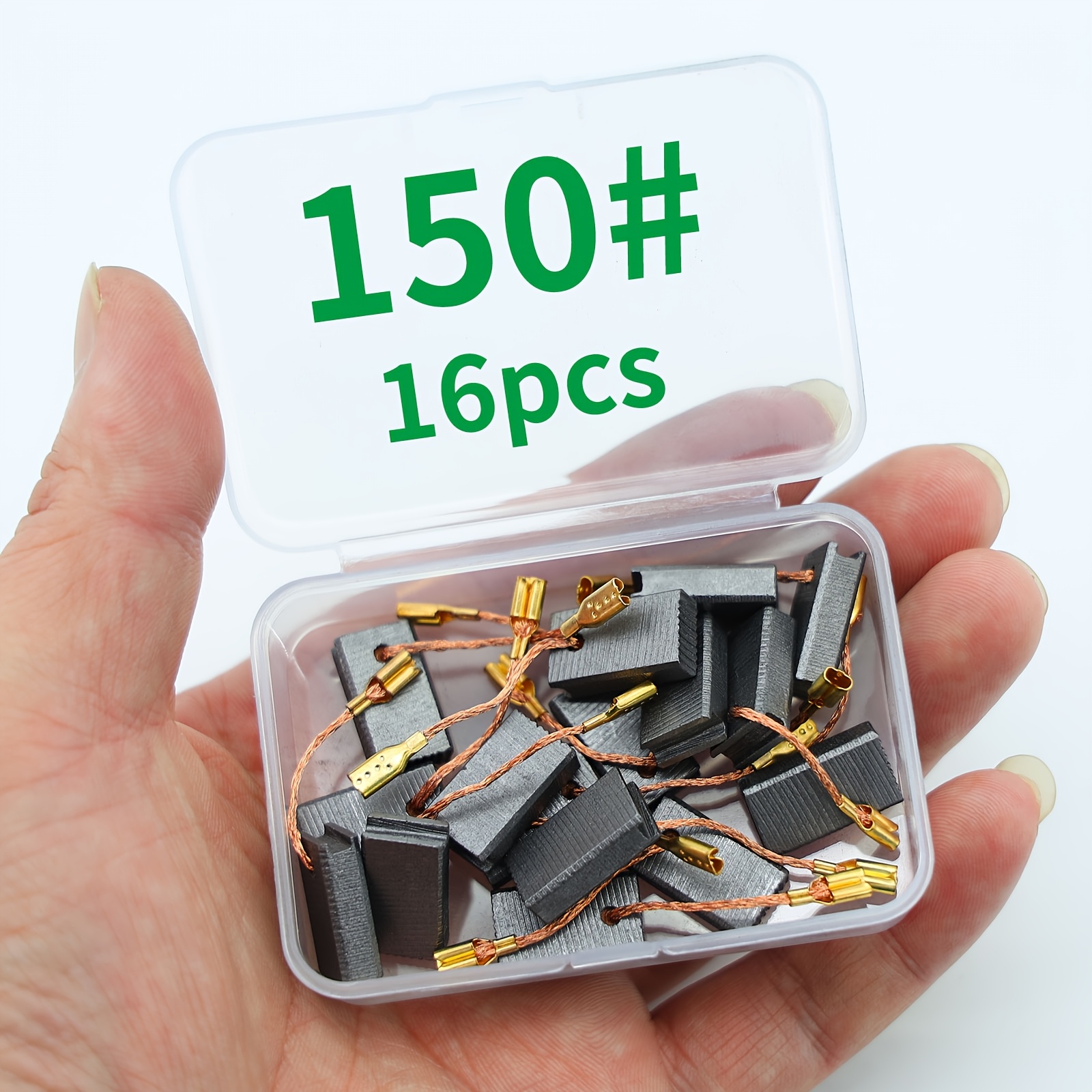 TEMU 16 Pezzi Set Spazzole di Carbonio 150# per Utensili Elettrici, Compatibile con Smerigliatrice Angolare GWS14-150 5*10*17mm, Spazzole di Carbonio