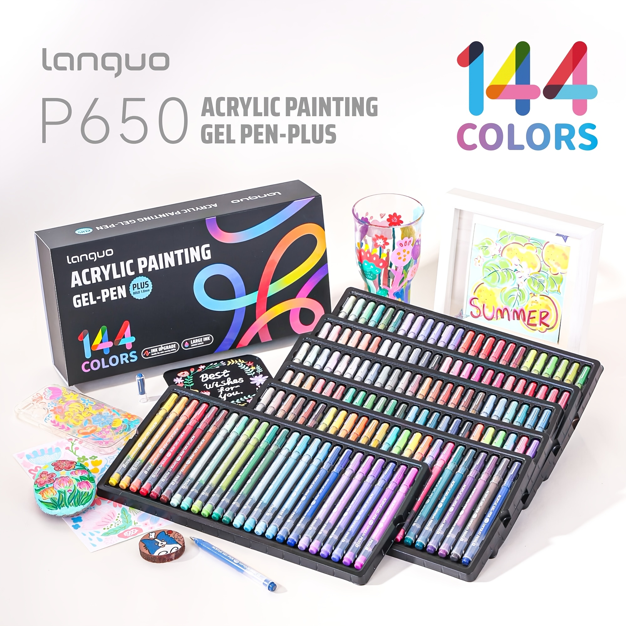 TEMU 144-color Gel Pen Set, 1.0mm Thick Tip For Fine Writing, Upgraded Does Not Smudge Or , Large-capacity Pen For Long-lasting Use, Ideal For