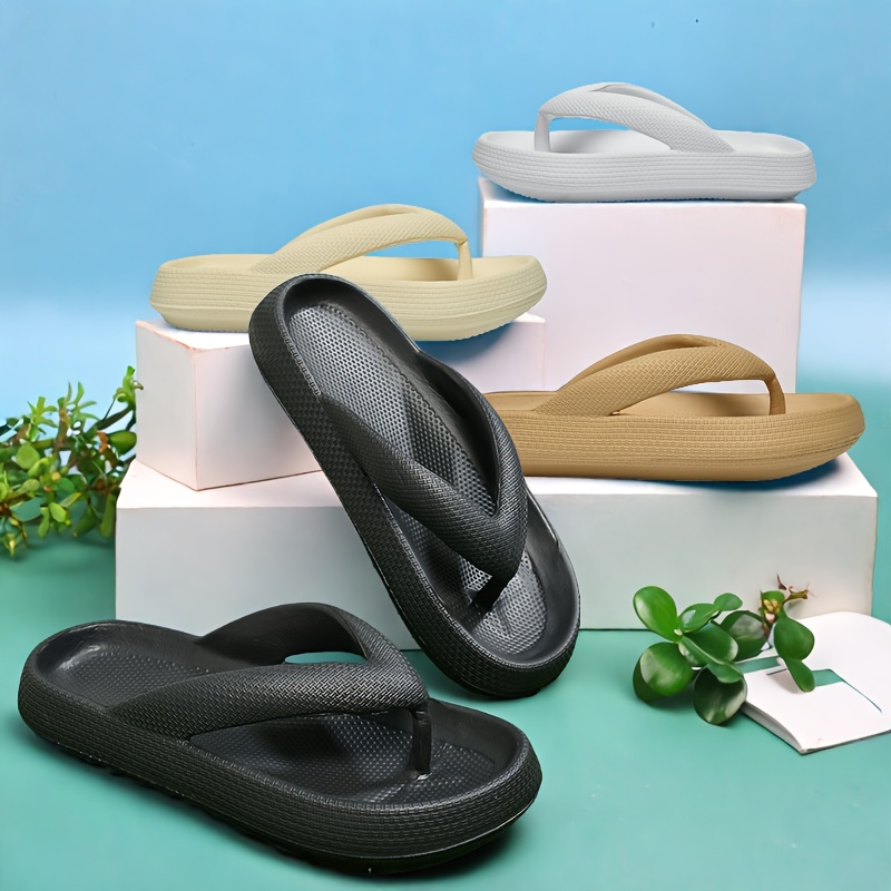 womens lightweight eva beach sandals slip on flat sole summer slippers with cushioned     beige white light grey dark grey for poolside casual outdoor wear   slipon design cushioned insole Product details 0