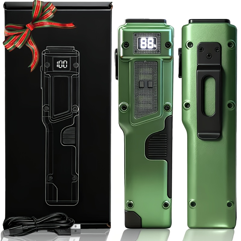 TEMU -gen Rechargeable Edc Flat Flashlight, High Power Long Range Tactical Led With 8 3000 , Tough Aluminum Body, Digital Display - Outdoor Camping