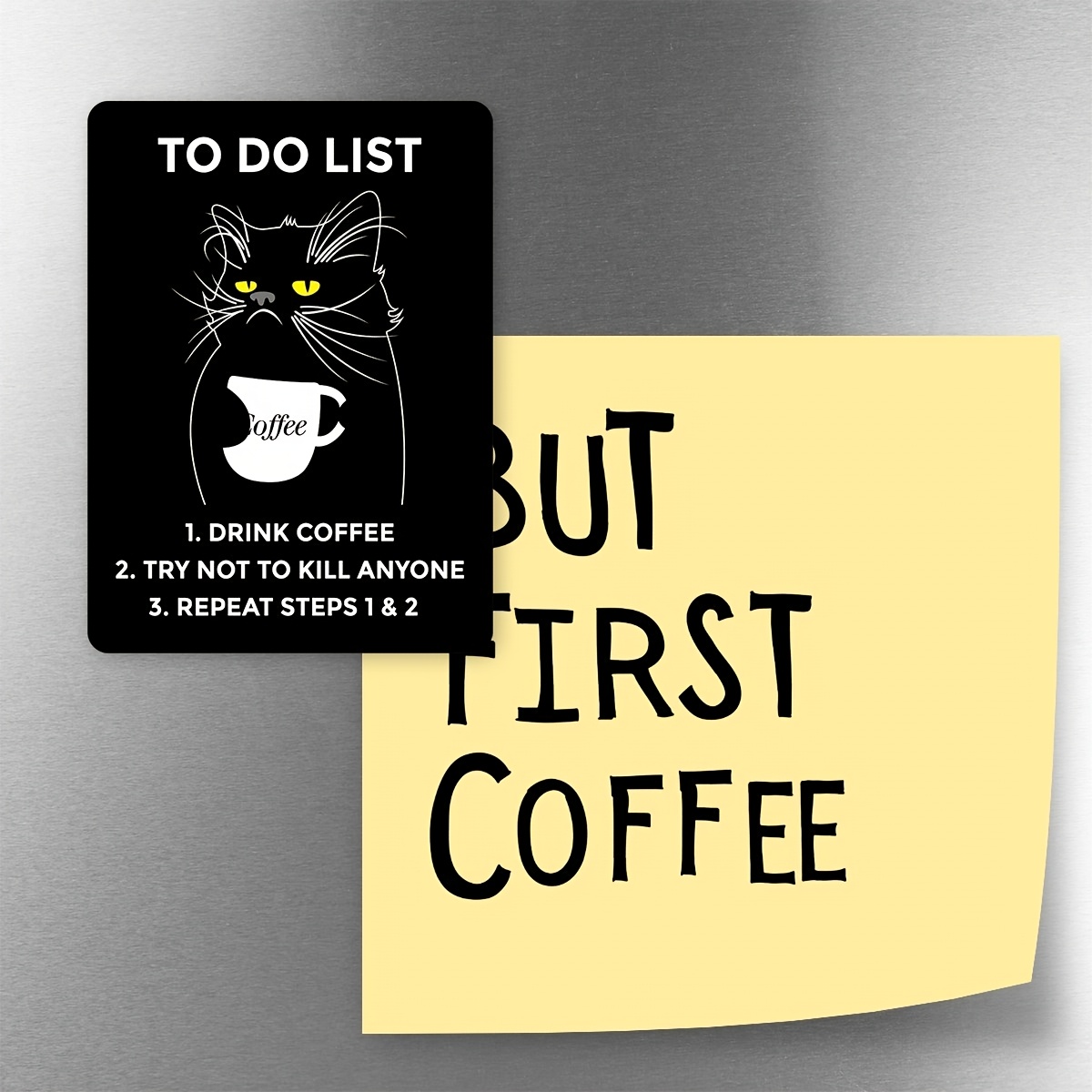 A Modern Funny Cat Black List Magnet Sticker, Featuring 2d Flat Printing. A Unique Gift That Adds To And Metal Door Surfaces
