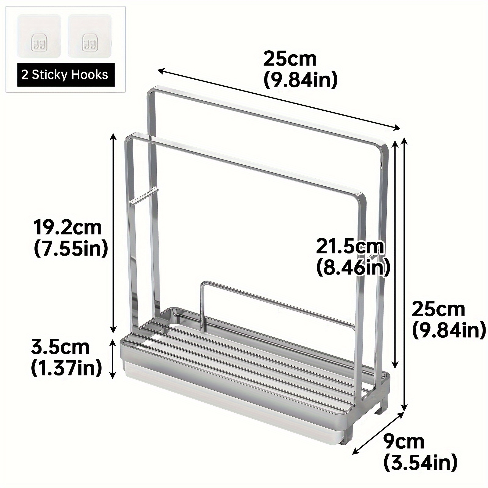 Stainless Steel Kitchen Sink Organizer - Space- Rag & Towel Holder, Narrow Design For
