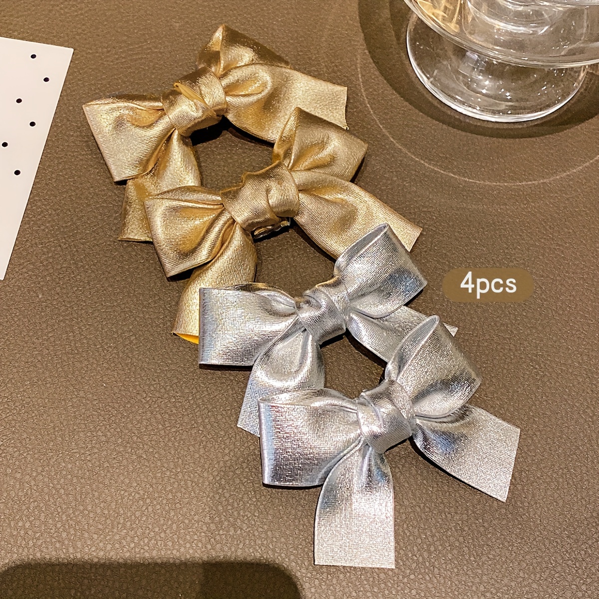 

4pcs Elegant Butterfly Bow Hair Clips, Mixed Color Pvc, Dressy Hair Accessories For Daily & Casual Wear