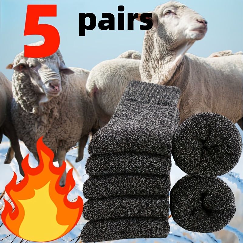 TEMU Winter Top : 5 Pairs Of Wear-resistant Cold-resistant Socks, Random Colors. Ideal For Fishing, Thick Warm Socks For , Suitable For Boots And