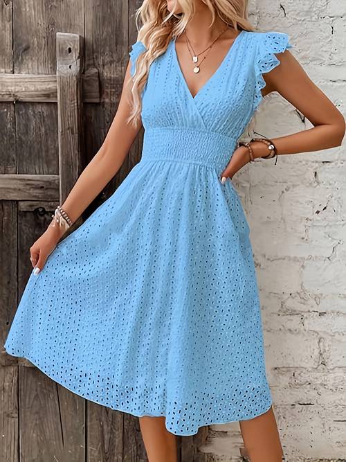 Europe and America Cross-Border Exclusive Stock Women's Dress, New Summer Style Stand Collar Short Sleeve Dress for Women