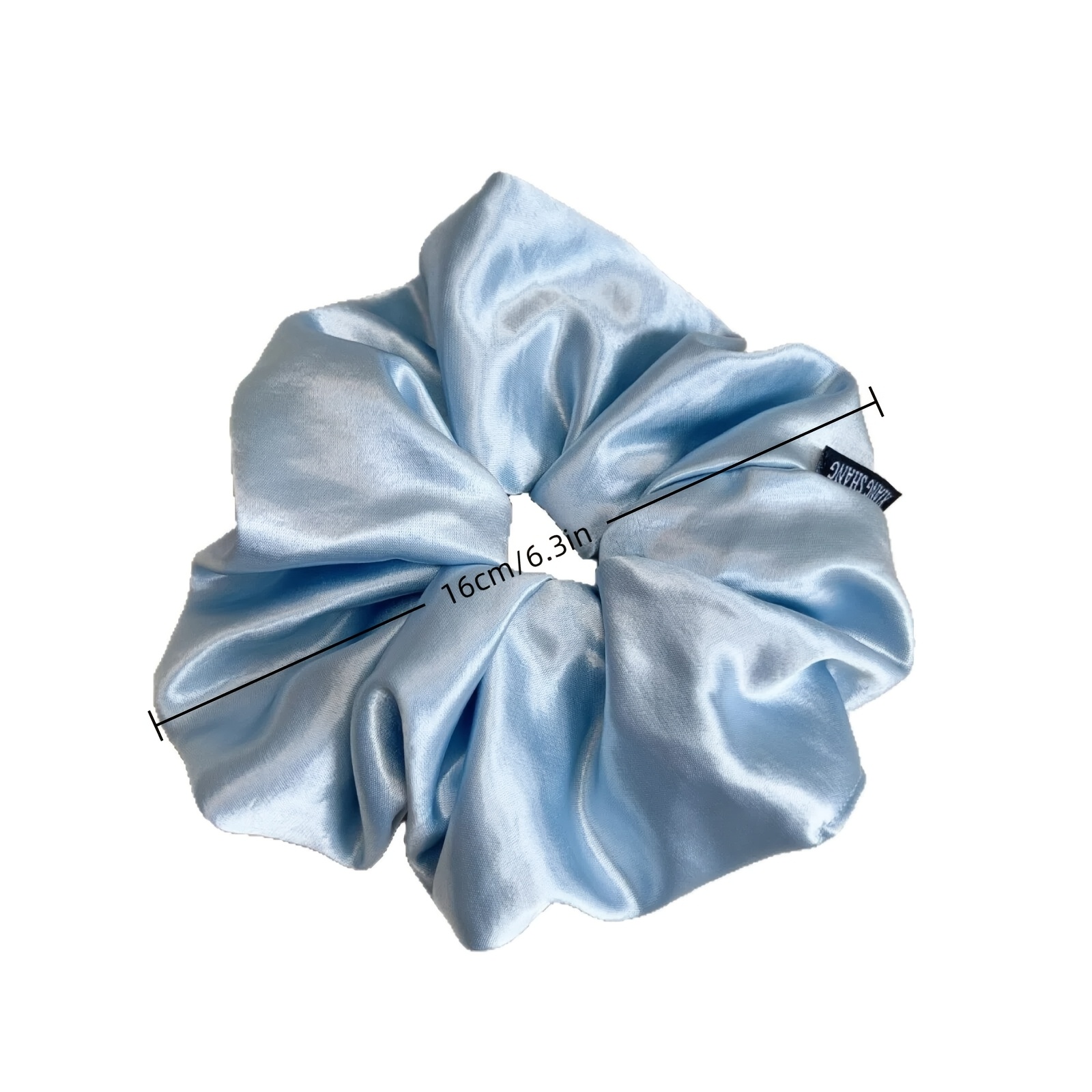 2pcs Navy Blue and Sky Blue Women s Glossy Satin Solid Color Scrunchies, Fashionable Hair Accessories