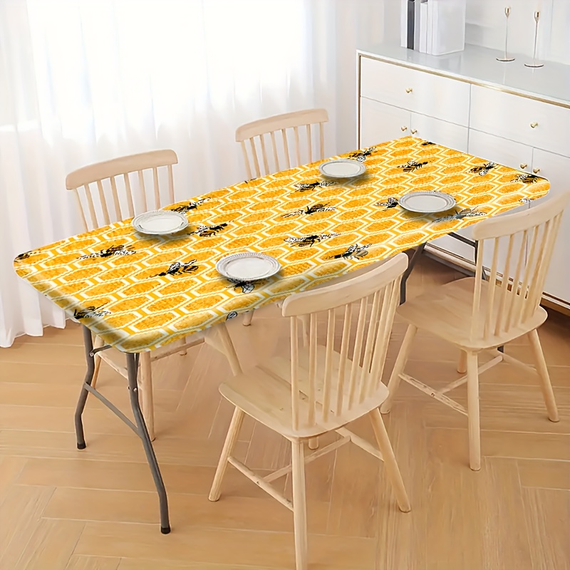 TEMU 1pc, Design Tablecloth With Honeycomb Pattern, Elegant Adds Tables, Suitable For Various Home Decor And Outdoor Settings, Picnic Accessories,