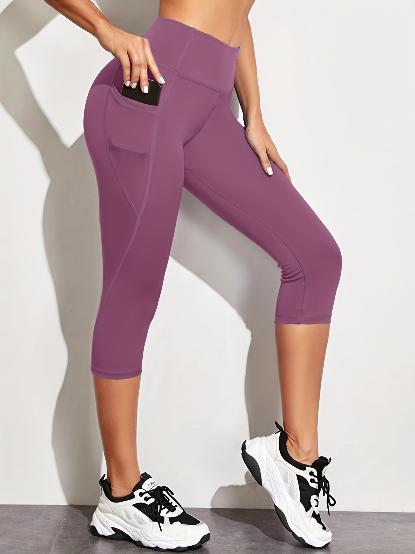 High waist Yoga Capris Leggings Women Sport Style Wide Band Temu