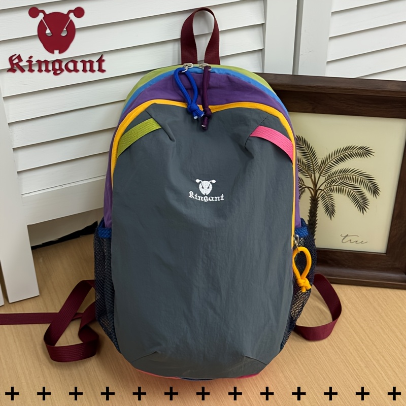 TEMU Mini sac à dos de 'extérieur Dopamine pour femme en nylon à blocs de couleur, sac à dos de randonnée léger, sac de jour multi-poches, sac à dos