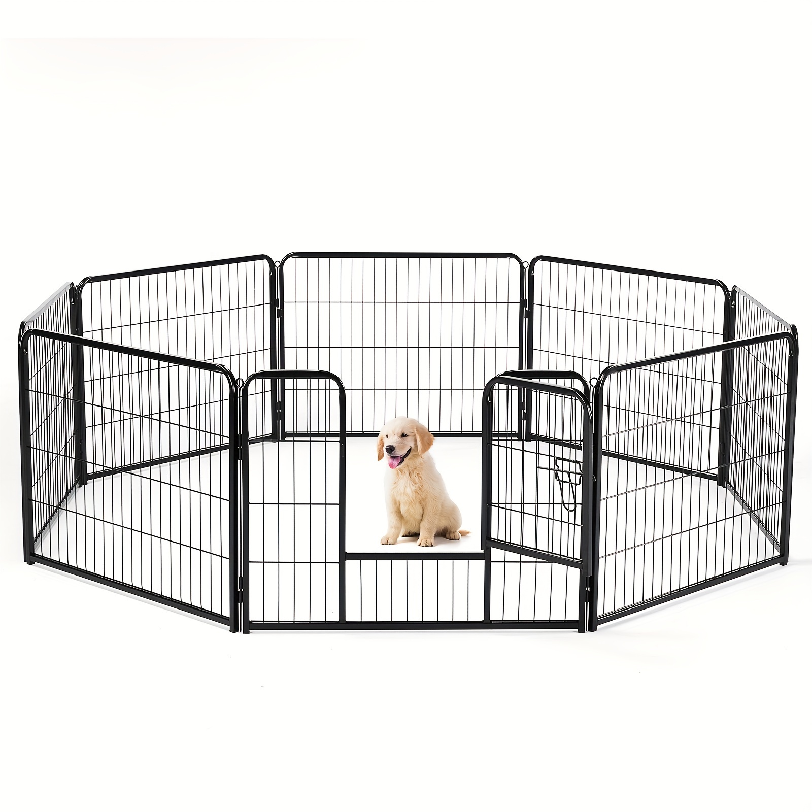 

Dog Playpen Indoor Pet Fence Outdoor 8 Panel Metal Exercise Puppy Pen With Door For Large/medium/small Dogs Portable For Garden, Yard