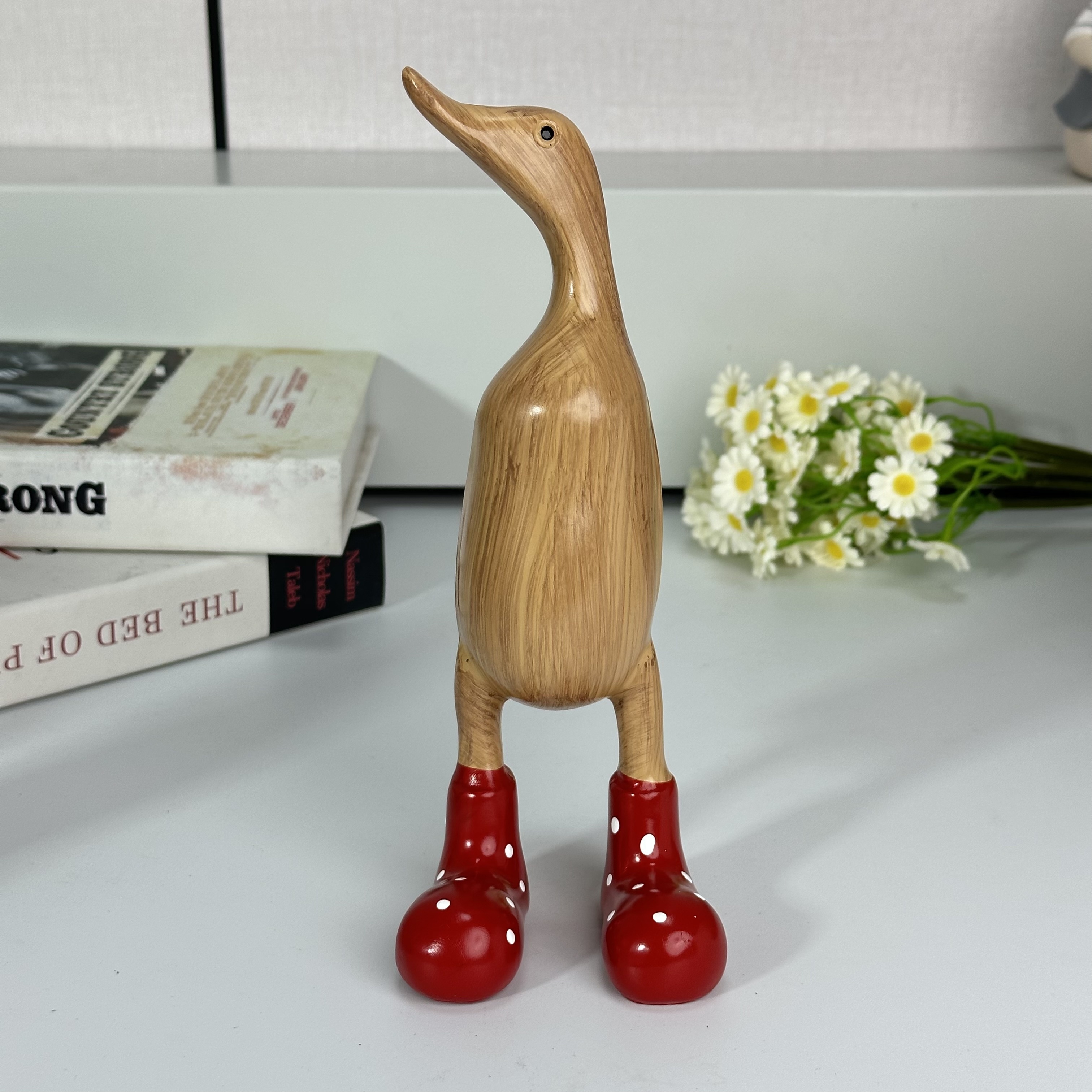 Image of 1pc Duck Wearing Boots, Cute Outdoor Animal Statue, Courtyard Garden Decor Ornament, Resin