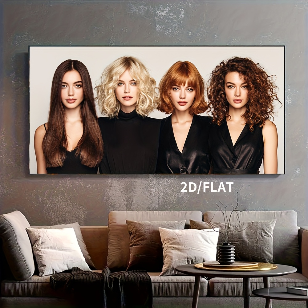 TEMU 1pc Unframed 2d/flat Vibrant Hair Salon Canvas Wall Art, Horizontal Wall Art For Living Room, Bedroom, Office, Cafe, Gym, Home Decor, Ideal Gift