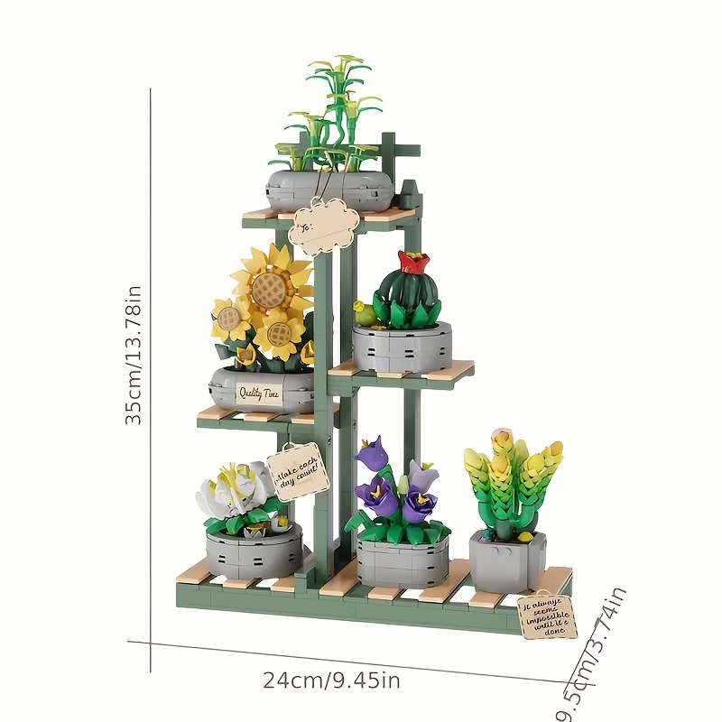 Flower and Succulent Plant Series Building Set, Creative Decor