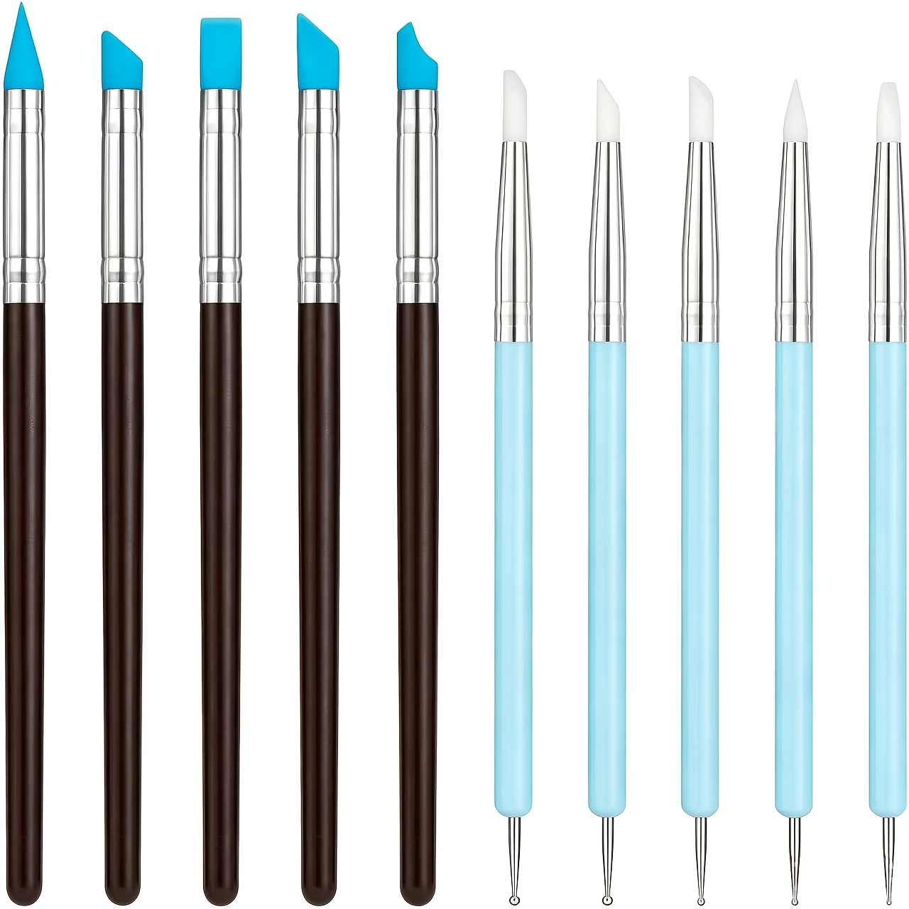 TEMU 10pcs Outils de sculpture en , Kit pratique de stylos en caoutchouc à double extrémité et d'outils de pointillés pour adultes, Peinture sur