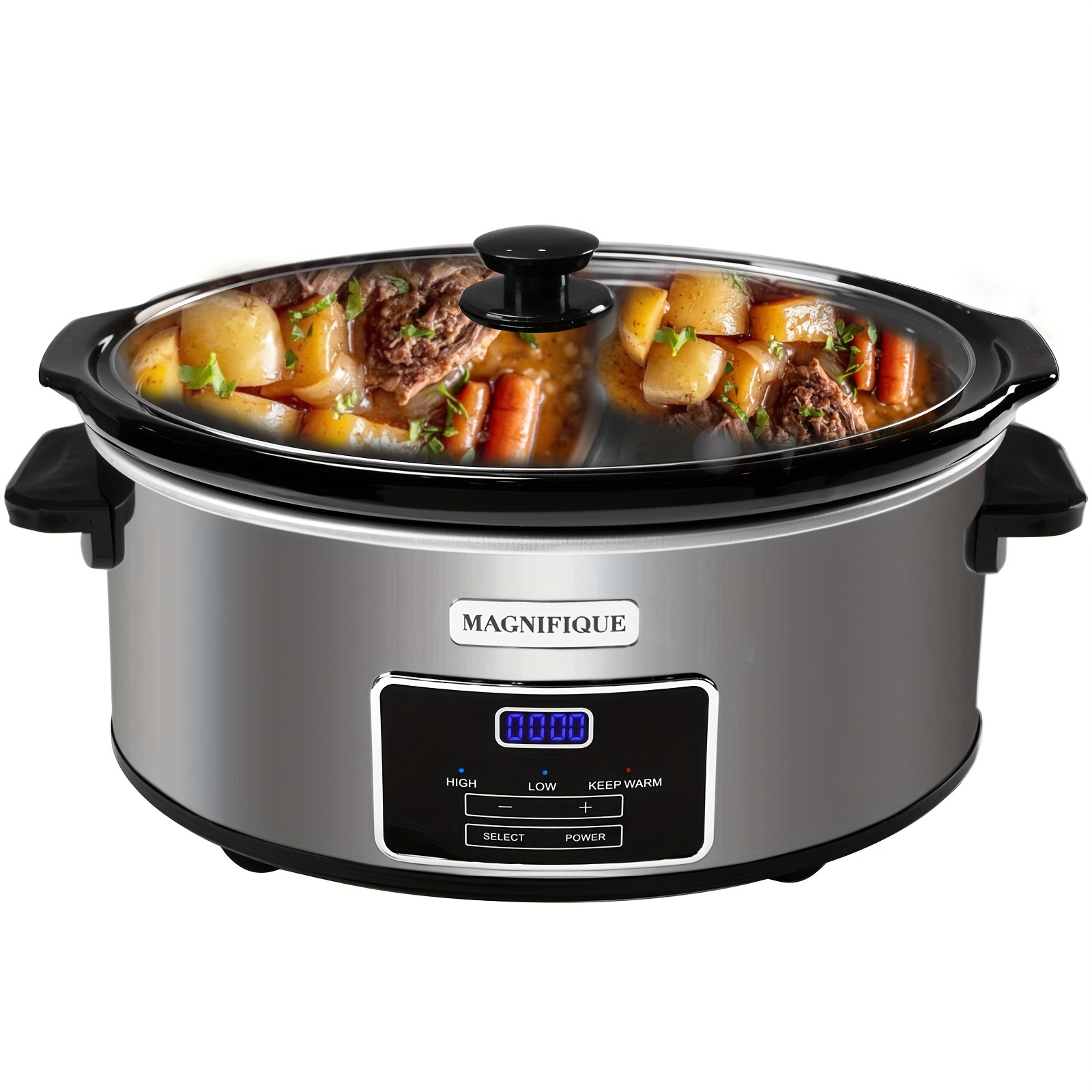 

1pc, Magnifique 7-quart Programmable Slow Cooker With Keep Warm Setting, Digital Timer - Perfect Kitchen Small Appliance For Family Dinners - Large Enough To Serve 8+ People
