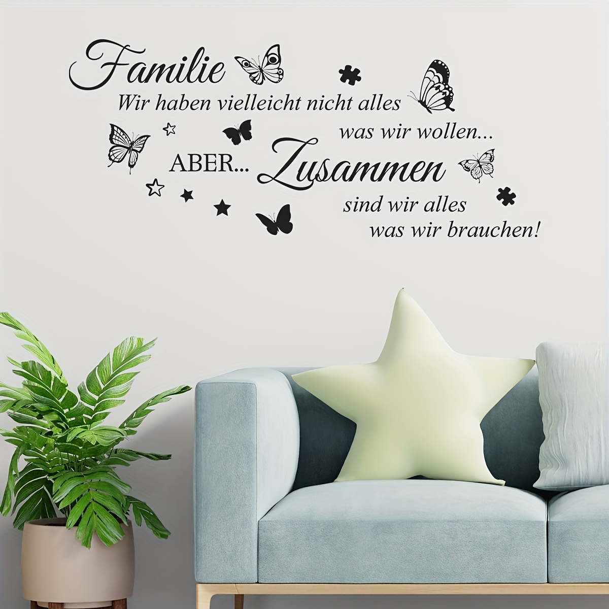 1pc German "family , Need" Warm Inspirational Quotes Words Pattern Wall Sticker Vinyl Peel And Stick Decoration Wall Decal For Bedroom Living Room Home Office Removable Home Art Wall Tattoo