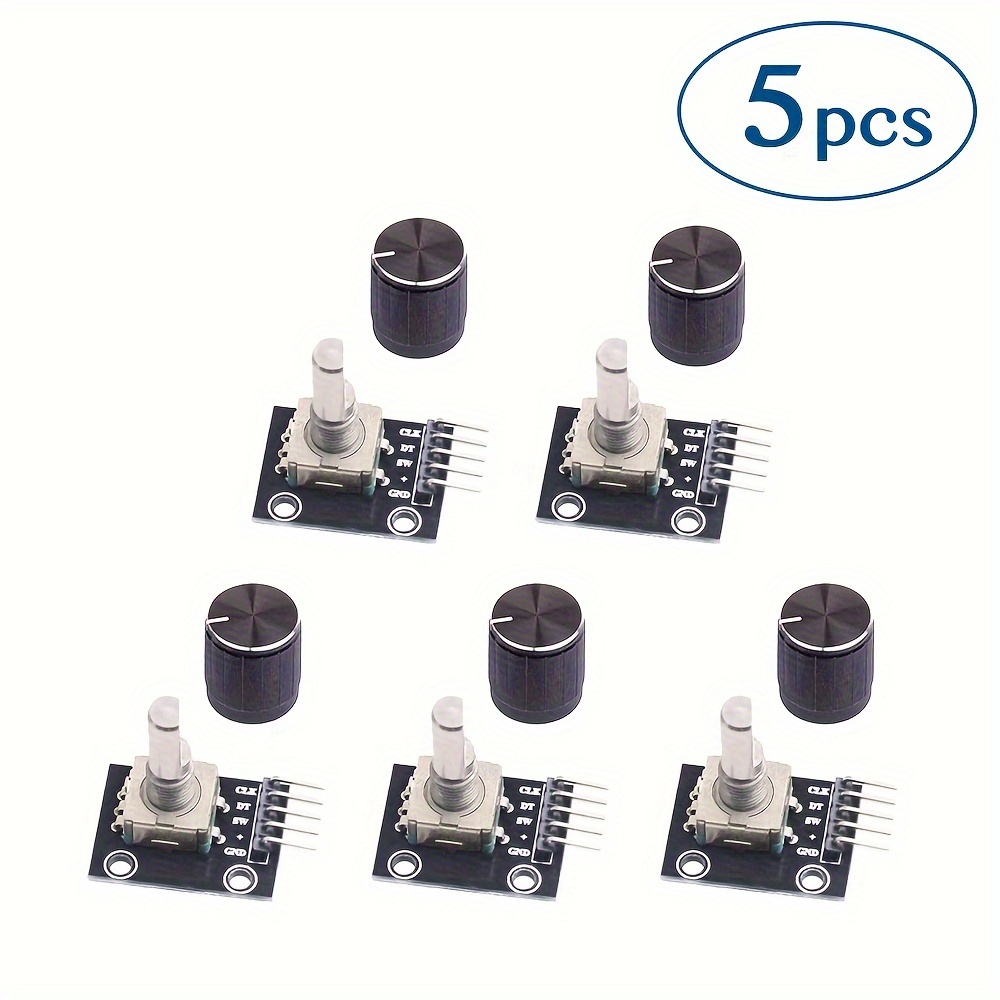 

Fusupi Module d'Encodeur Rotatif 5 Pièces Ky-040 avec Bouton-Poussoir - Rotation Infinie à 360°, Compatible avec Arduino