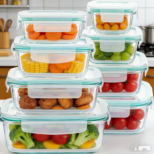 4 8pcs glass food storage containers meal prep airtight bento boxes with leak proof locking lids for microwave lunch boxes oven freezer and dishwasher
