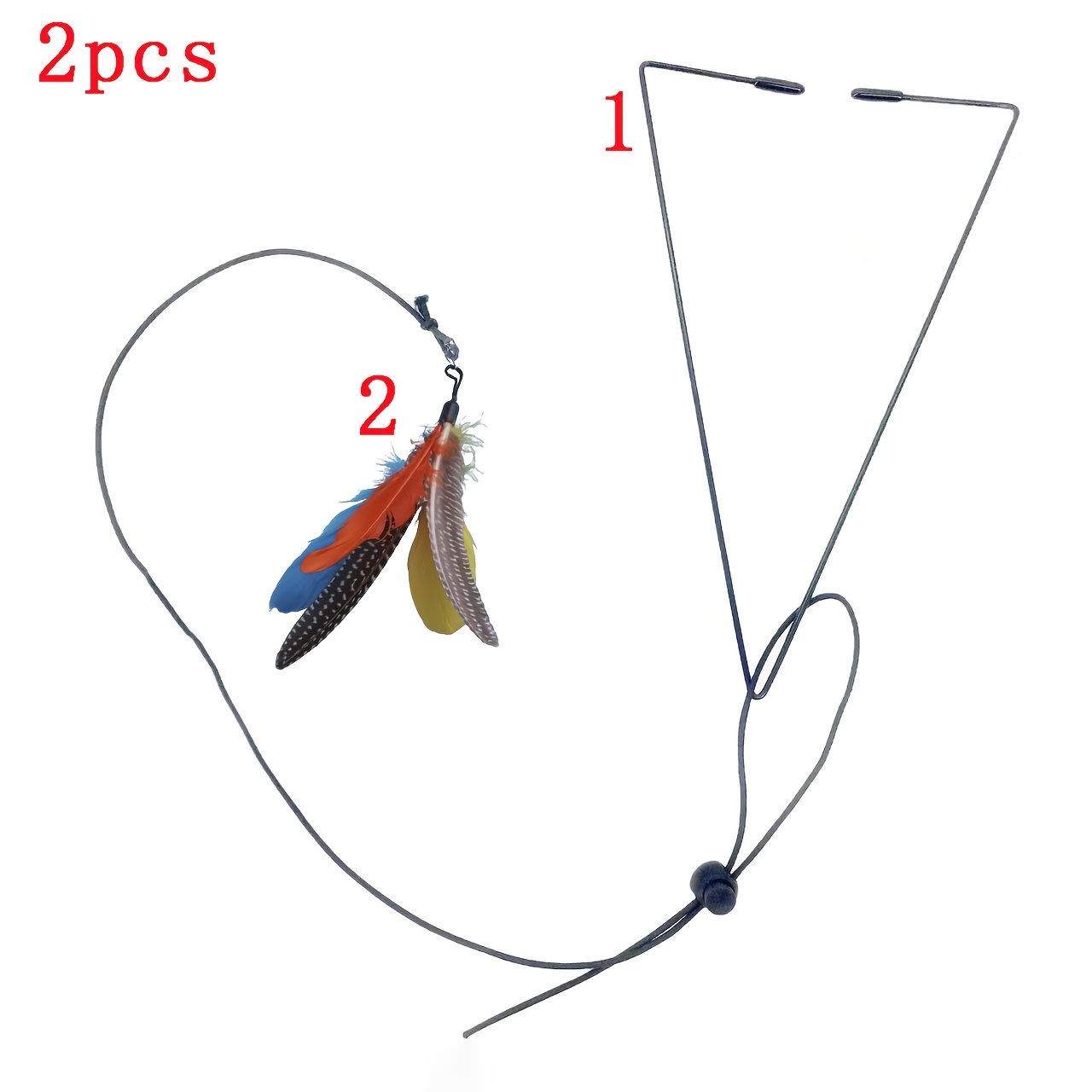 TEMU 2/3pcs Of Door-hanging Cat Teaser Wands With Feather And Realistic Bird-shaped Replacement Heads, Adjustable Retractable Cat Wands, Upgraded