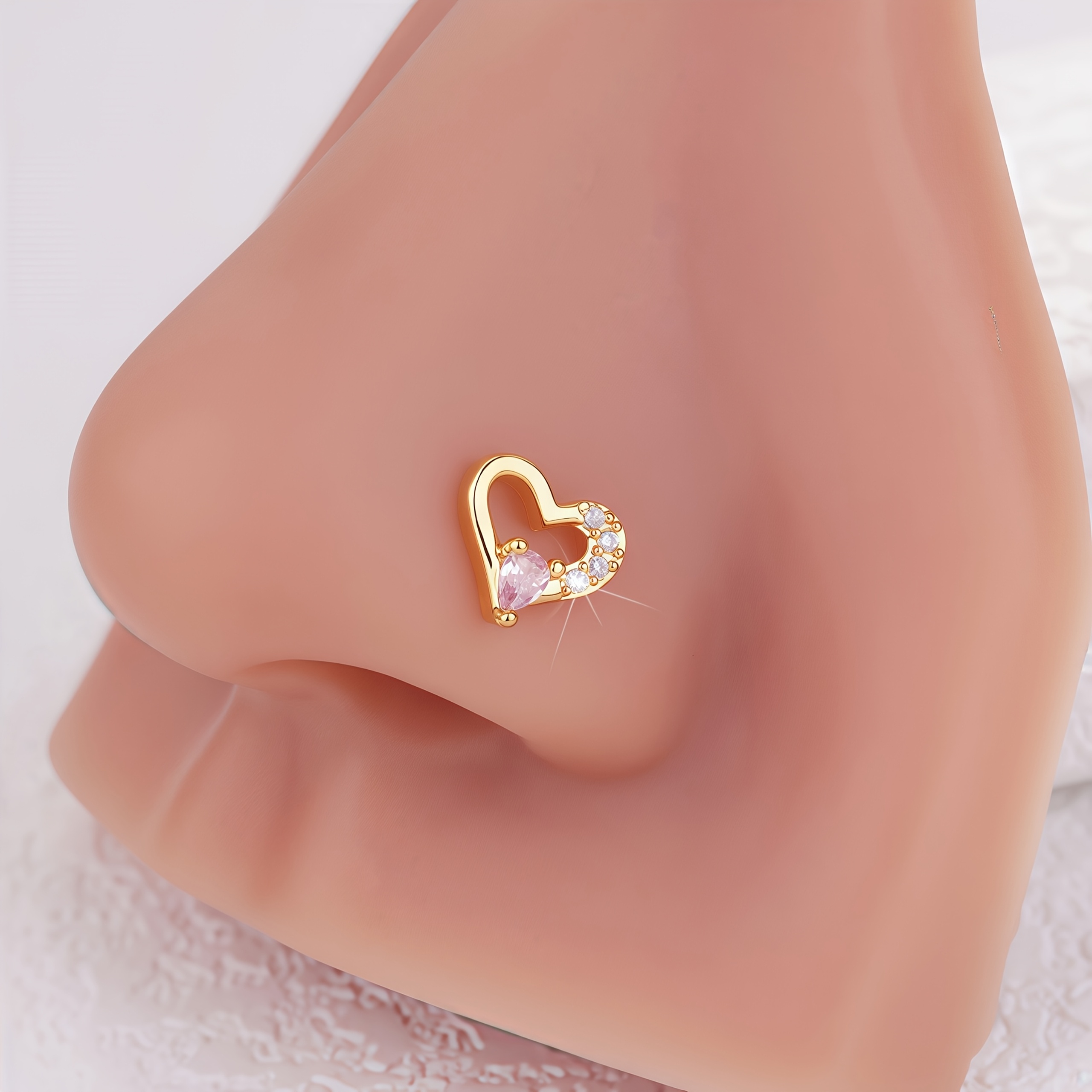 1pc Nose Rings L Shape Nose Ring Stud For Women Heart Nose Ring Nose Studs For Women Valentine's Day Gifts