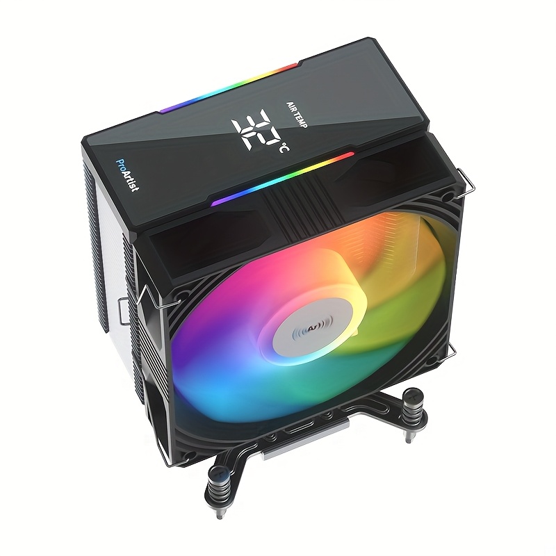   u400 cpu air cooler minimalist digital temperature display argb god light sync 2000 rpm pwm fan 26 db   4 x 6 mm heat pipe direct contact 138 mm friendly height suitable for small to medium cases 215 w strong cooling   neck