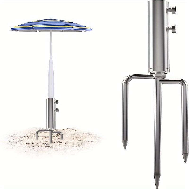 Kuva tulossa: TEMU Hochleistungs-Sonnenschirmständer aus Edelstahl mit 3 Gabeln, Outdoor-Sonnenschirmständer für Strand, Rasen und Sand