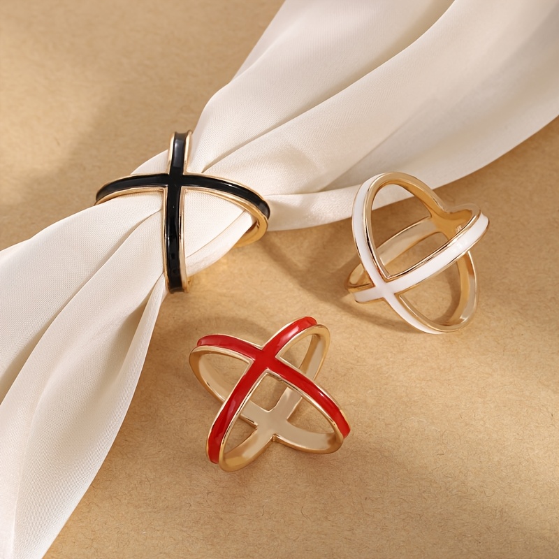 Elegant Enamel Cross Scarf Buckle, Multi-functional Fashion Accessory