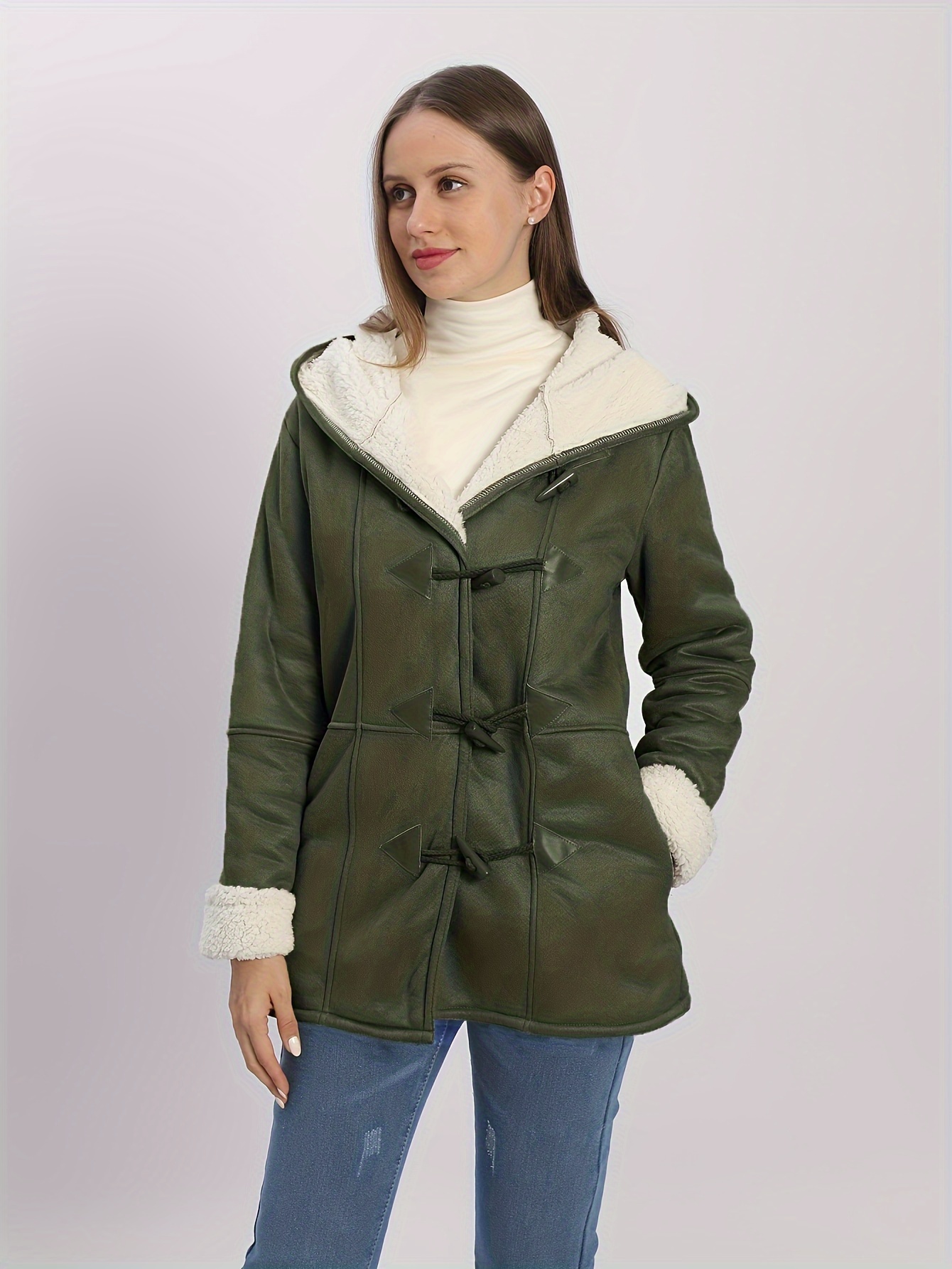 Suéteres para clima frío para mujer, suéter con capucha, abrigo de lana,  abrigo de algodón, chaqueta de forro polar del norte para mujer