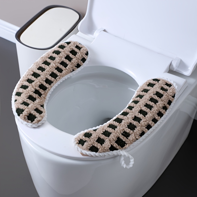 1 Pair Of Seat Covers, Hook And Loop Fastener Toilet Seat Covers, Household Toilet Mats, Toilet Seat Cushions, Suitable For , Washable