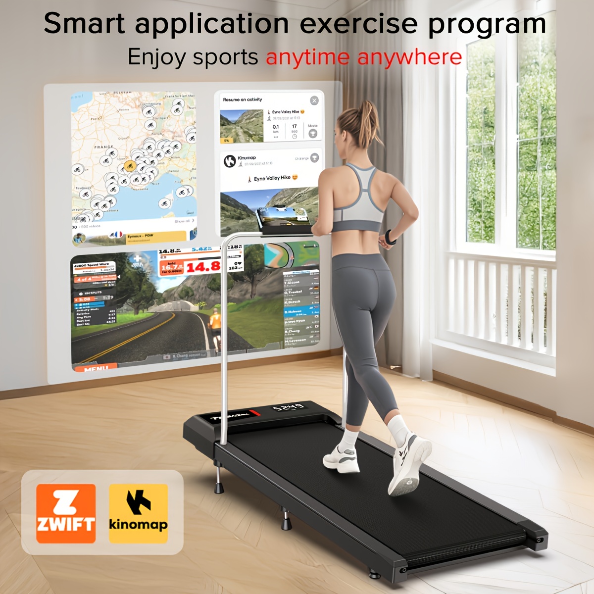 Walking Pad Treadmill, Walking Jogging Machine with 2.5HP Powerful Motor & 120kg Weight Capacity for Home Office with Double Shock Absorption, Widened Running Belt, Ultra Quiet & Small Installation-Free, Remote Control, LED Display, Without Battery