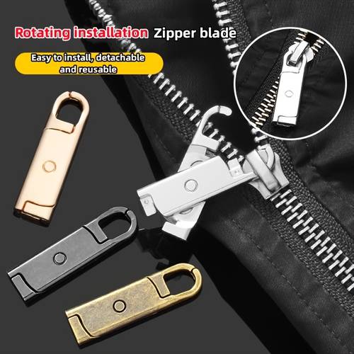 4pcs rotating zipper pulls premium alloy detachable reusable for luggage jackets backpacks boots wallets coats black golden rose golden and silver options detachable zipper pulls rotating mechanism durable zipper pulls