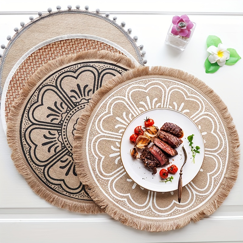 Woven Jute Placemat Round Dinnerware Mat Restaurant Home - Temu Australia