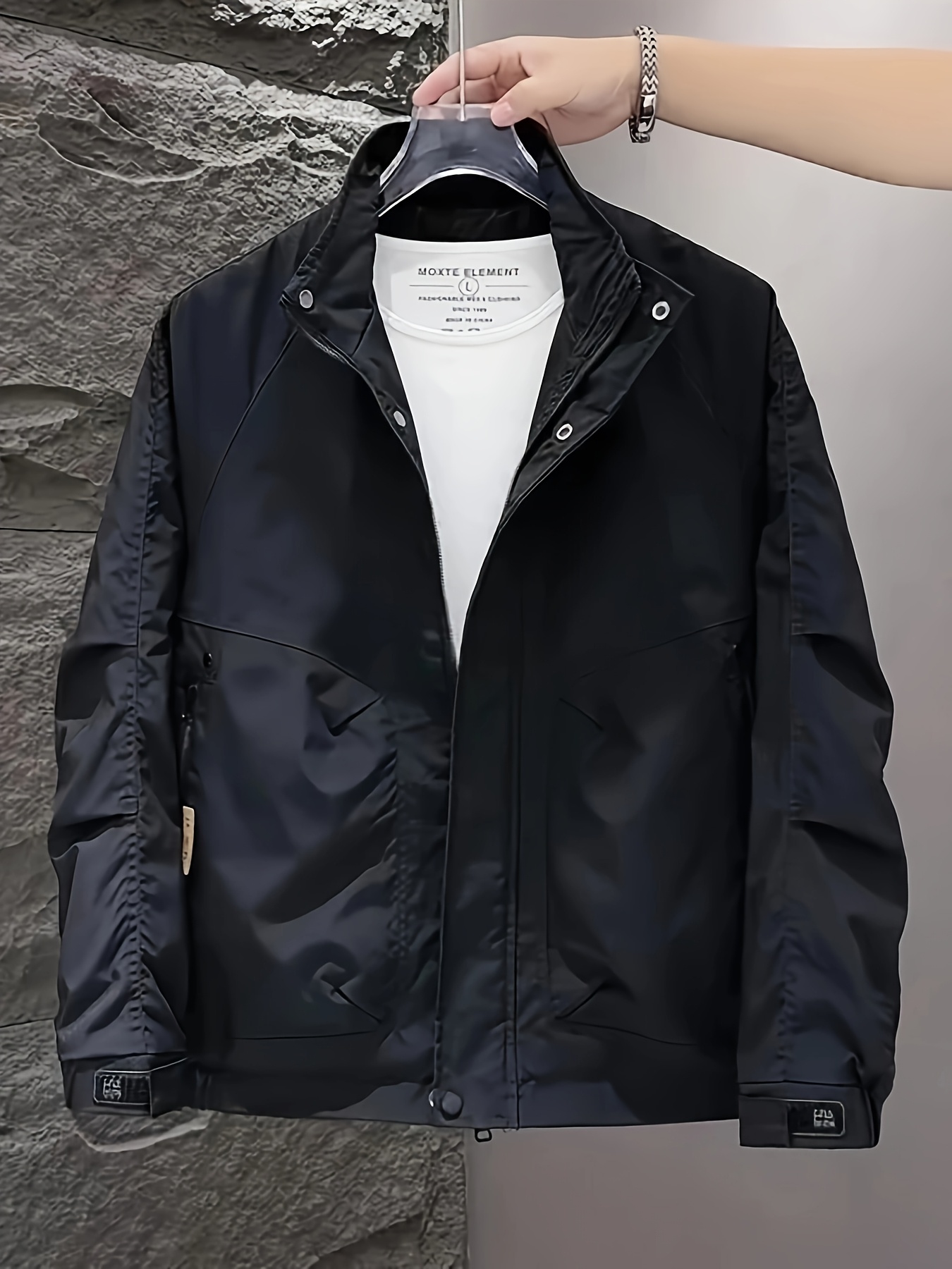 spring mens casual stand collar workwear jacket fashionable - Temu