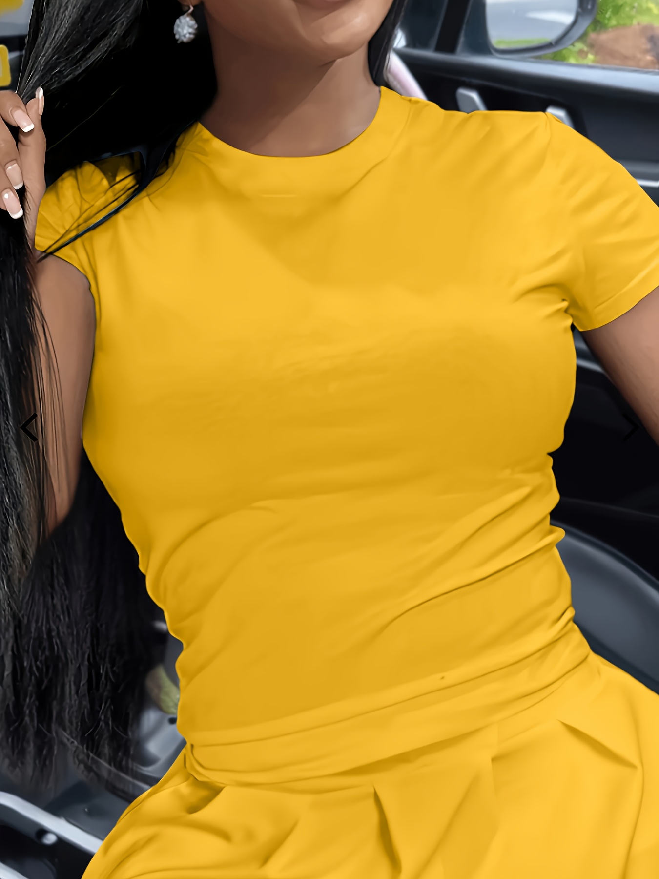 Solid Color Crew Neck T-Shirt, Casual Short Sleeve Top For Spring & Summer, Women's Clothing