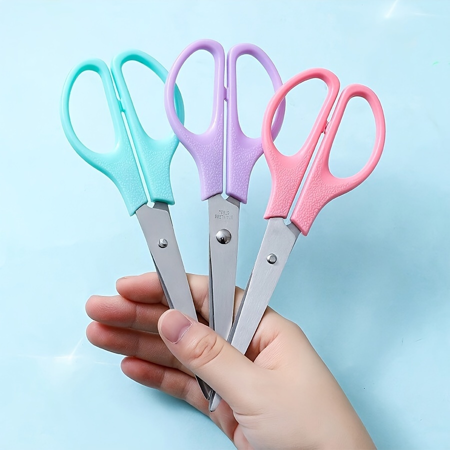 

1pc Iron Craft Scissors - 17cm Multi-color Office Stationery Shears For Paper Cutting And Diy Projects, Safe Round Tip Stainless Steel Scissors For Students And Crafters