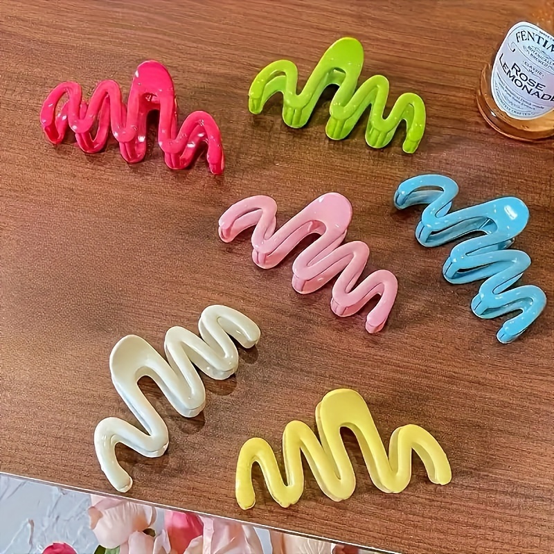 

1pc Popular Ins Wave Shaped Gripper Matching Gripper Simple Candy Wearing Wave Hairpin Women's Acrylic Large Hairpin