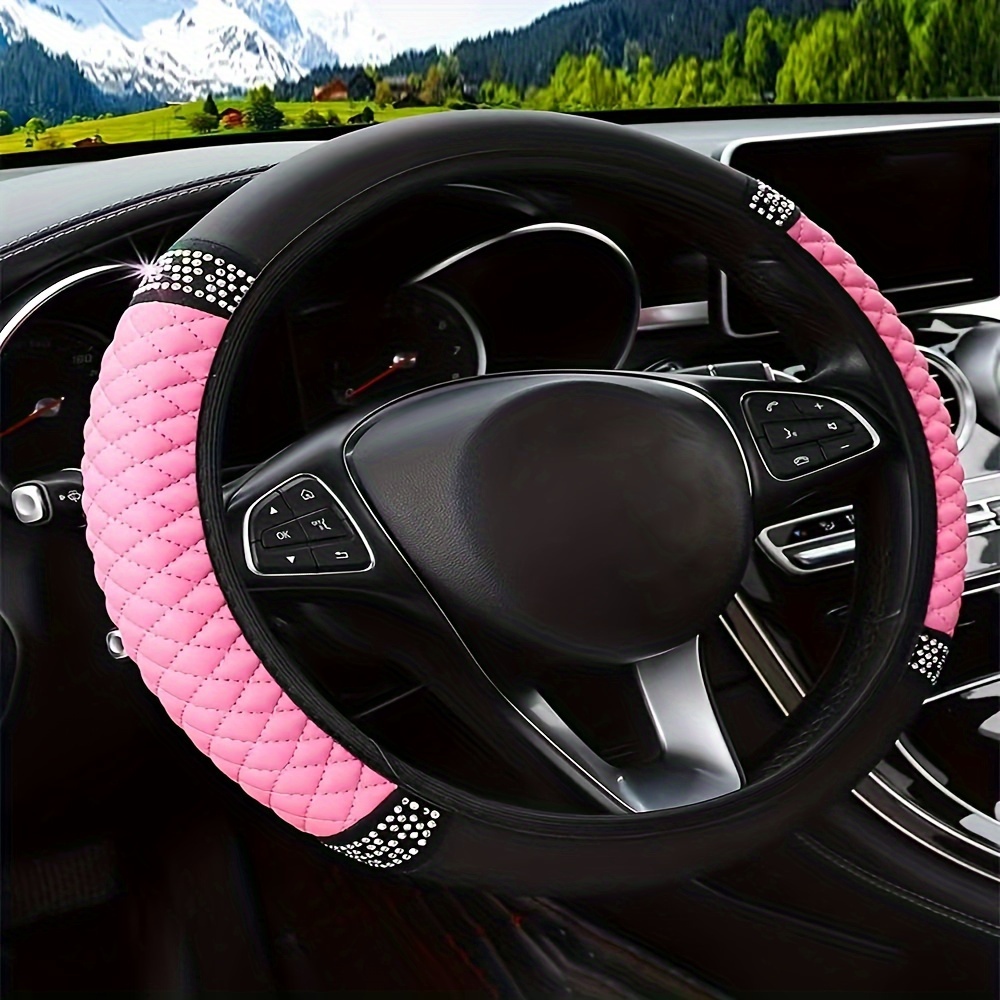 

Sparkle And Shine: Inlaid Artificial Diamond Steering Wheel Cover For Women Car Accessories