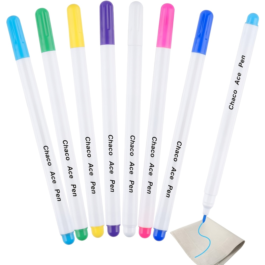 TEMU 7pcs Set Of Water-soluble Ink Sewing Pens, Of Chalk Fabric Markers, Self-erasing And Water-soluble Fabric Markers, Suitable For Garment Making,