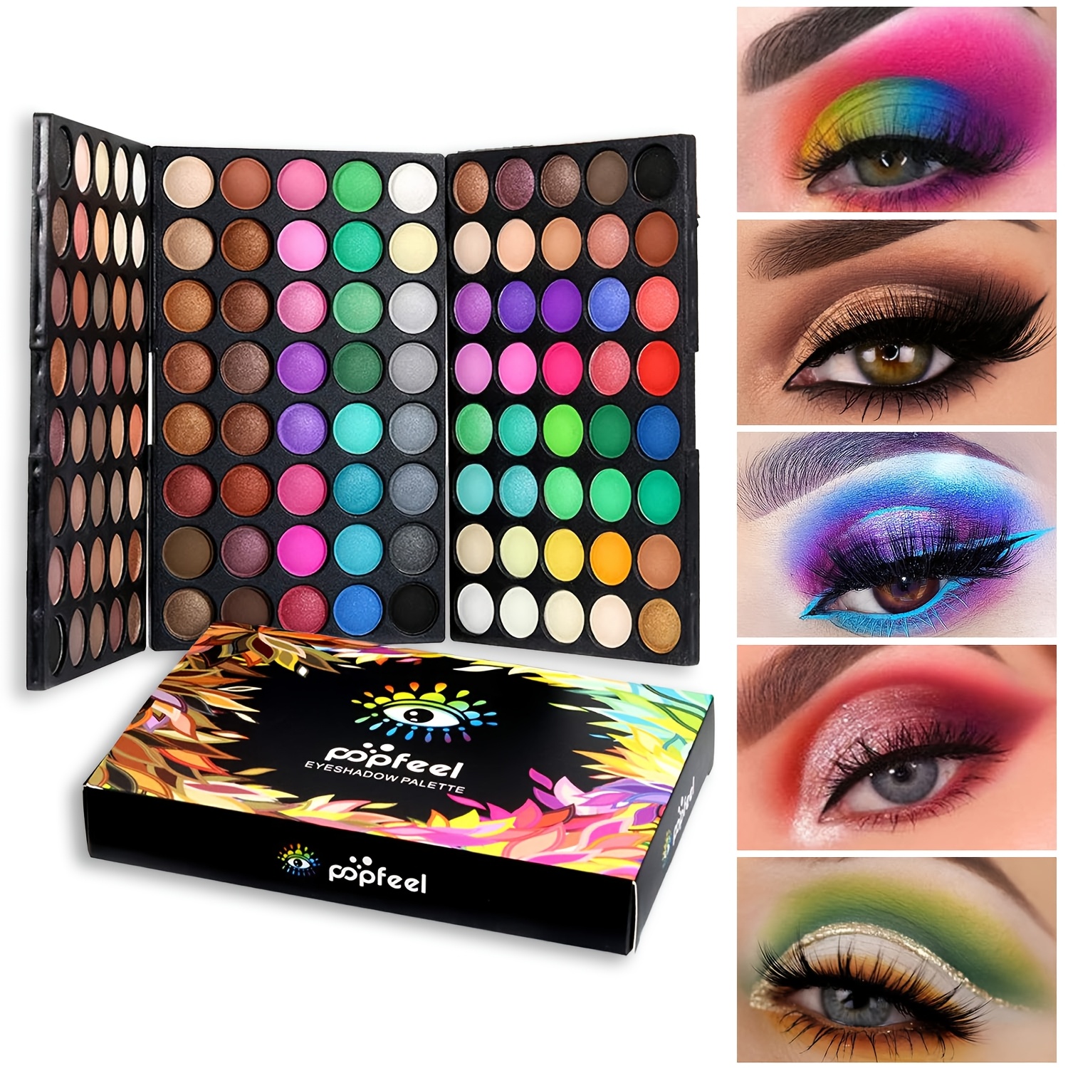 TEMU 120-color Eyeshadow Palette With 6 Makeup Brushes Eyeshadow Palette Stage Makeup Cosplay Pearlescent & Matte Eyeshadows, Halloween Christmas