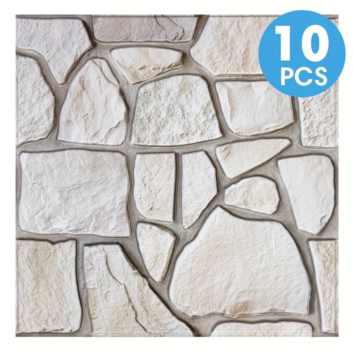 TEMU 10 pannelli da parete 3D autoadesivi in PVC pietra, adatti per la decorazione di pareti interne, pannelli stacca e attacca con installazione,