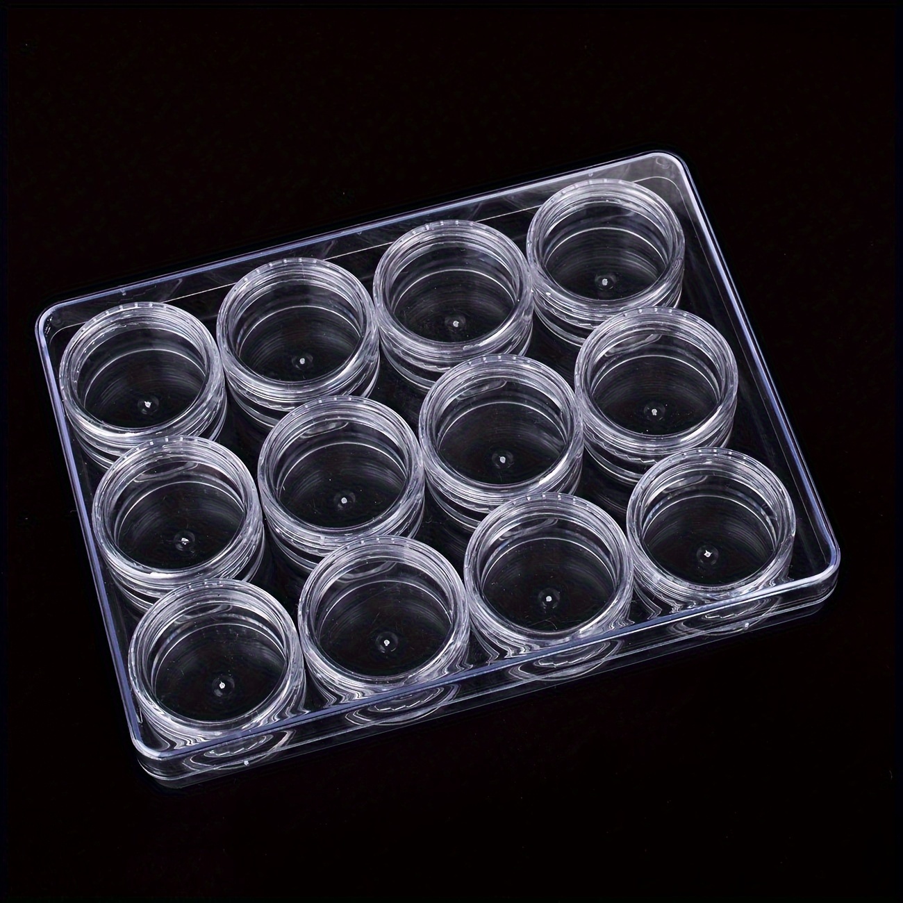 Transparent Cosmetic Jar Set Of 12 Plastic Round Mini Cosmetic Sample Containers For Face Cream And Eye , Necklace And Ring Storage For Travel, Suitable For Wedding Gifts