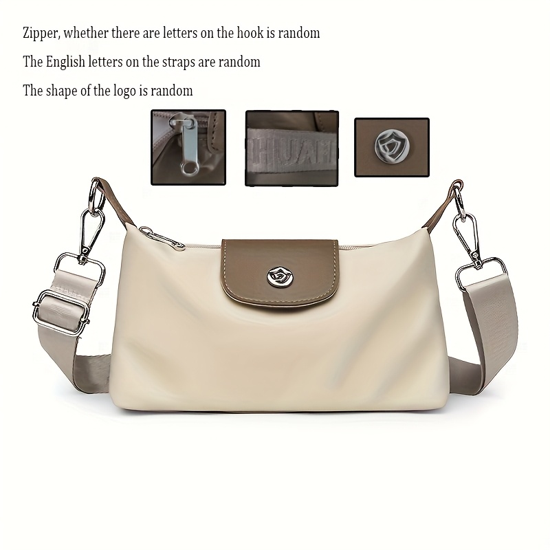 Image of High Quality Nylon Women's Shoulder Bag, Fashionable Small Square Bag, Lightweight Mobile Phone Bag, Crossbody Bag, Lettering On Zipper Hook, Strap Letters And Logo Shape Are Random.