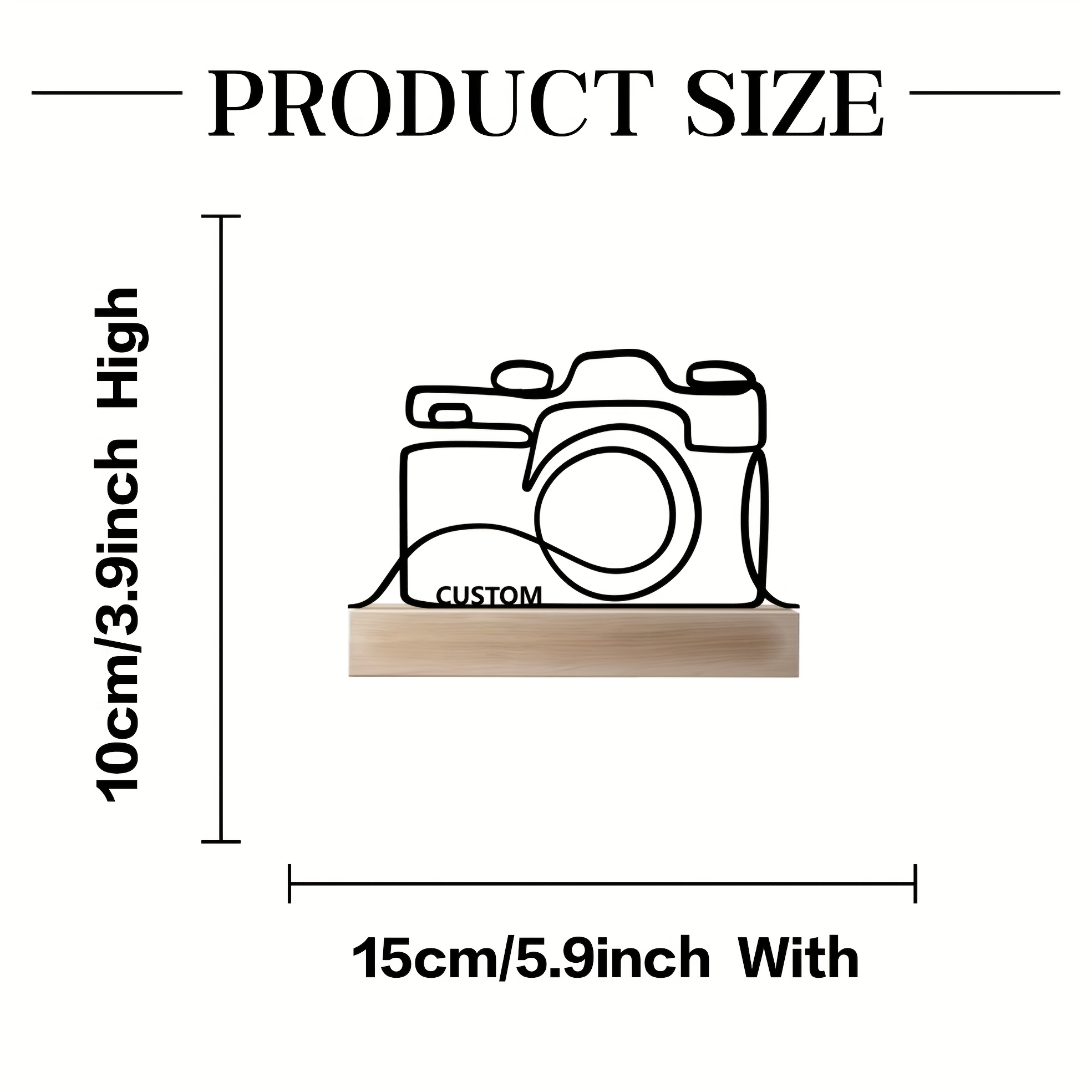 TEMU Personalized Camera Line Art Sculpture - Custom Name/text, Minimalist Metal Camera Decor With Lens & Flash - Wedding/photographer Gift, Desk