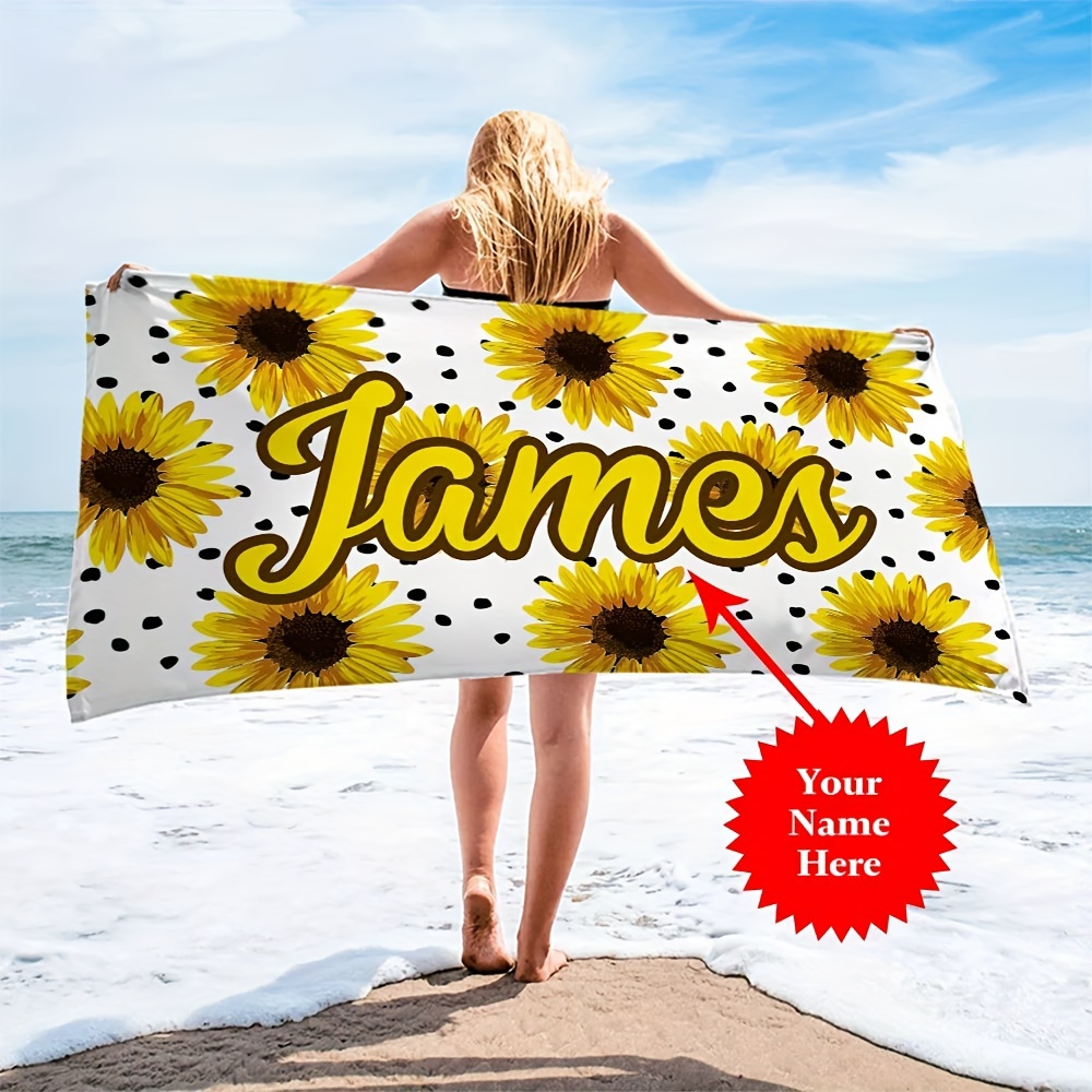 

Personalized Sunflower Beach Towel - Lightweight, Absorbent, And Perfect For Any Occasion - Customizable With Your Name Or Design